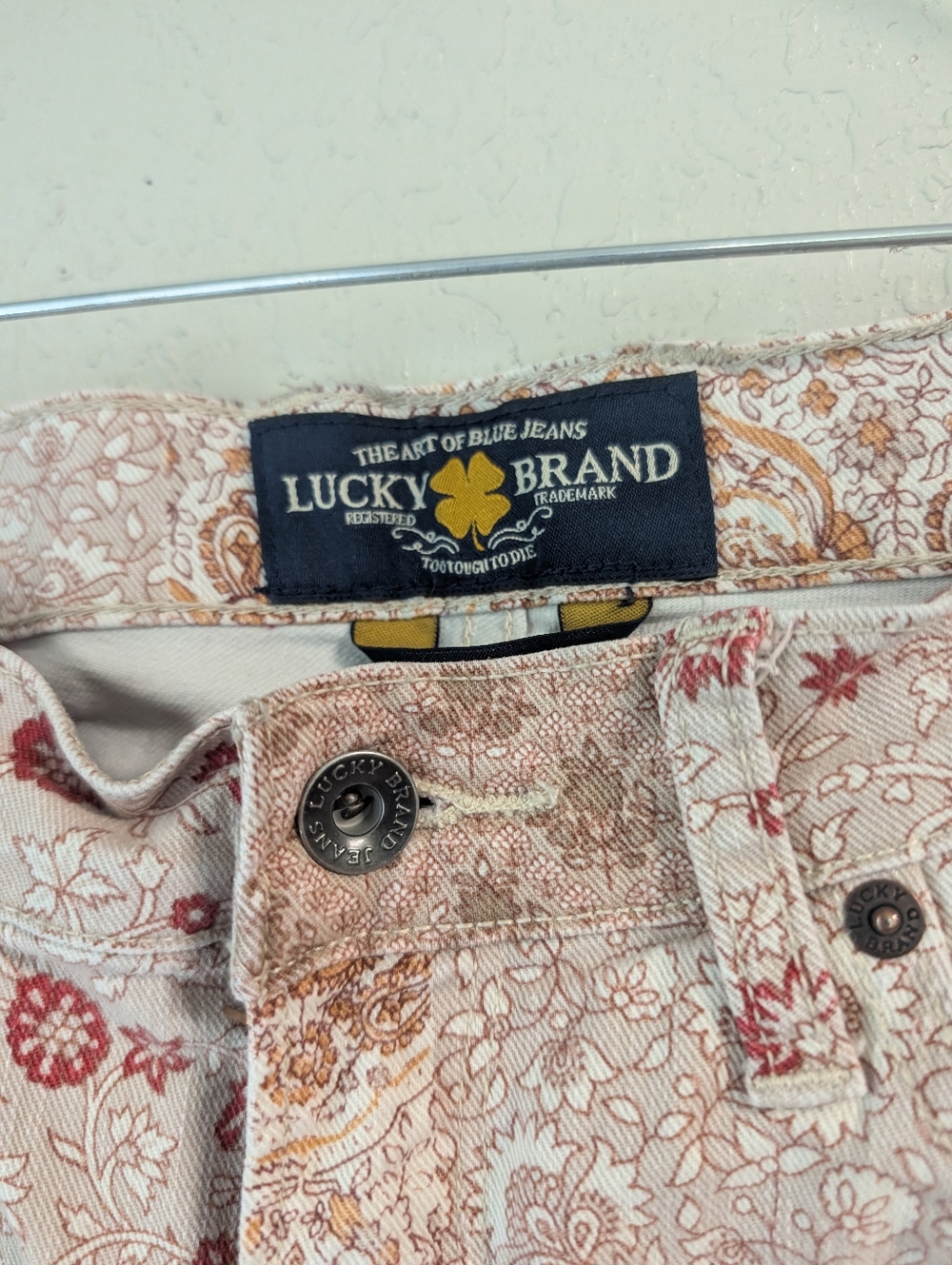 Patchwork Skinny Jeans 8 Blush Low Rise Paisley Floral Boho Festival Denim Fem - Picture 2 of 9